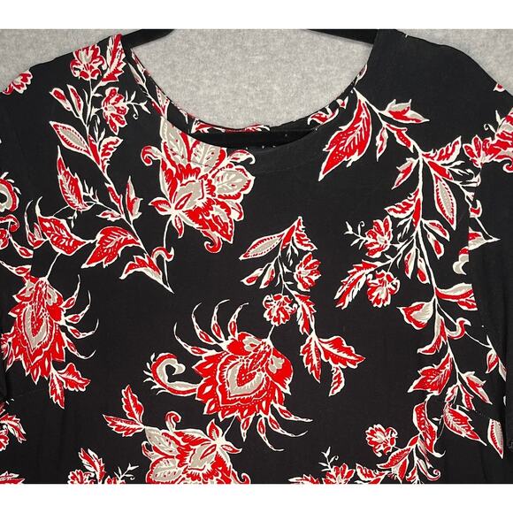J.Jill Wearever women's black dress red floral design cap sleeve rounded neck 3X - Picture 7 of 11